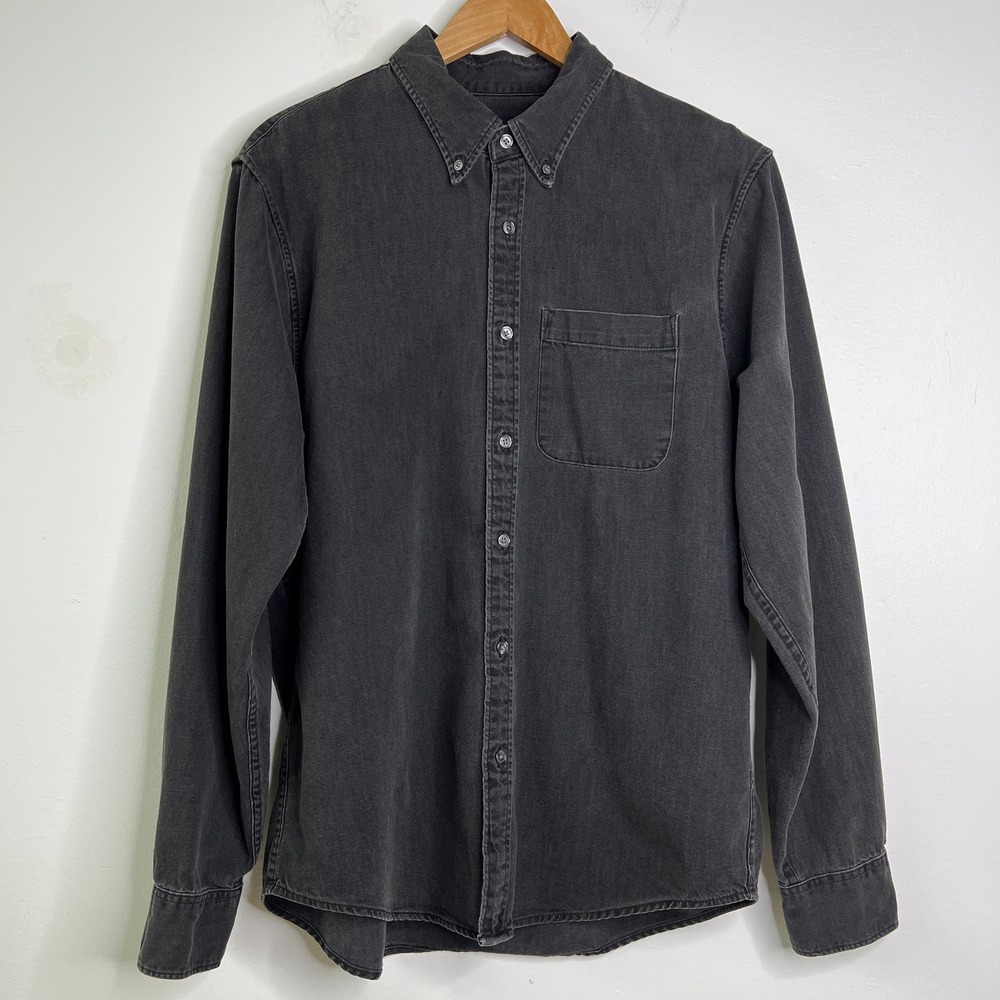 ABERCROMBIE & FITCH Button Down Collar Pocket Chambray Shirt Black Men's XL